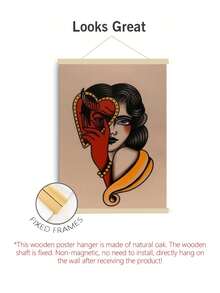 1 Piece Unframed Canvas Poster - Vintage Modern Decorative Art Style Traditional Tattoo Art, Adorned With Heart Motif, Red And Gold Accents - Durable Canvas Wall Decor, Suitable For Bedroom, Living Room, Office/Outdoor - Unique Decorative Gift, Canvas Wall Art - Multicolor - View 10