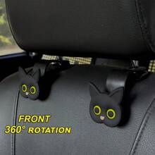 Cute 3D Cartoon Cat Car Headrest Hook - Car Handbag, Wallet, And Coat Organizer - 2件黑貓 - 查看 3