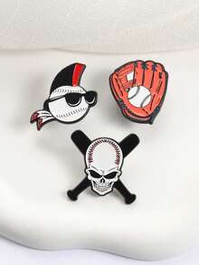 Bộ 1 kính râm hình đầu lâu kiểu bóng chày, ghim cài áo hình găng tay cổ điển bằng men, ghim cài áo thể thao bóng chày kiểu retro, quà tặng. - Nhiều màu - Xem 4