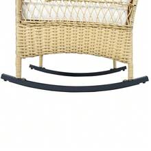 Rattan Balcony Furniture Set (3 Pieces), Rocking Chair With Beige Cushions, 160 Kg Weight Capacity - Beige - View 8