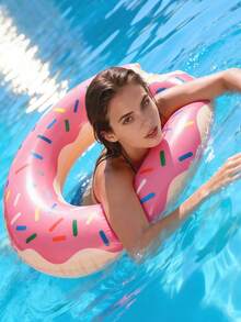 1 pièce Bouée gonflable en forme de donut créative, grande taille adulte en rose, vert, marron et bleu, lit flottant d'été pour piscine, plage et décoration de fête, accessoire de plage indispensable, cadeau parfait pour anniversaire et rentrée scolaire pour femmes - Plusieurs styles - Voir 5