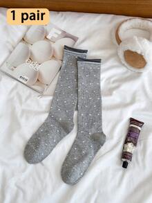 1双女士过膝袜，波点学院风修身显瘦袜，适合春夏穿着，可搭配裙子，百搭实用 - 彩色 - 查看 13