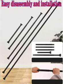 2.5cm Diameter Stainless Steel Extendable Curtain Rod, Shower Curtain Rod, Wardrobe Hanging Rod, Retractable Rod, Drying Rack, Clothes Hanging Rod, Support Bracket, Multiple Sizes Available, Multi-Functional No-Drill Extendable Rod, Strong Spring, Easy Installation, Silver Stainless Steel Adjustable Shower Curtain Rod, Home No-Drill Curtain Rod - A - View 11