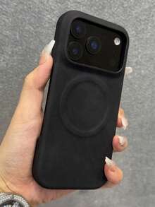 Funda protectora para teléfono con carga inalámbrica, textura de piel de oveja sintética, patrón de piel, soporte magnético, compatible con iPhone 17 Pro Max, 17, 16, 15, 14, 13, 12 Pro Max, 16 Plus - Negro - Ver 2