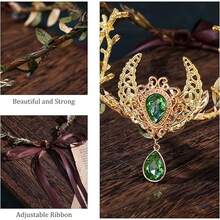 Handmade Fairy Antler Crown Elf Flower Headpiece Woodland Leaf Tiara Circlet Forest Headband For Renaissance Halloween Cosplay Festival Accessory Green - Multicolor - View 6