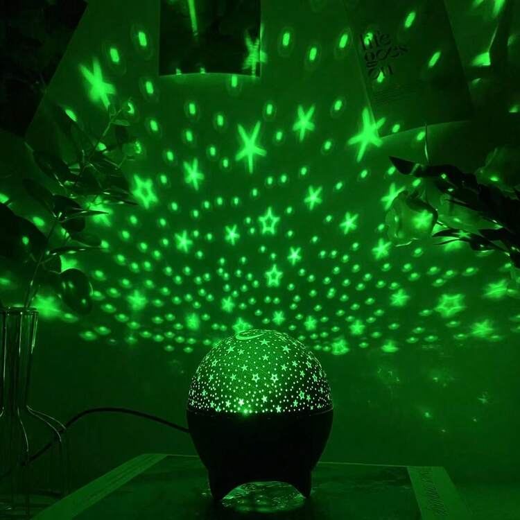1pc Romantic Colorful LED Starry Sky Projector Light, Home Decor Starry Night Lamp, Ceiling Wall Decor Star Moon Projection Light, Romantic Atmosphere Light, Bedroom Ambiance Projector Light, 7-Color LED Dimmable, USB Powered, Easy Operation, Suitable For Living Room, Bedroom, Room, Car, Black - Multi-color light - View 6