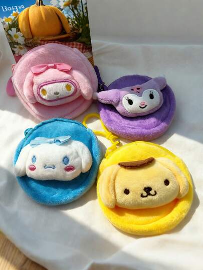  Bộ ví đựng tiền xu tròn bằng vải nhung hình các nhân vật Sanrio, ví nhung dễ thương Hello Kitty/Cinnamoroll/My Melody/Kuromi/Pompompurin, túi đựng đồ và hộp đựng mỹ phẩm di động xinh xắn dành cho bé gái, lý tưởng để đựng đồ dùng hàng ngày, khi đi du lịch và làm quà tặng.