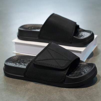 Plus Size Men's Summer Outdoor Slippers, Adjustable Wide Feet Comfortable Soft Sole Anti-Slip Anti-Odor Casual Sandals