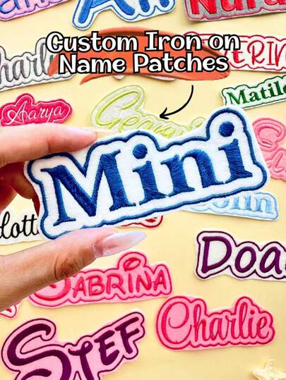 1/3/5pcs Custom Embroidered Name Patches, Personalized Name Patches – Personalized Iron On / Sew On Fabric Patch 3-6 Inch, Stylish Letter Embroidery Badge For Jackets, Hats, Backpacks, DIY Clothing Decorations, Personalized Iron On/Sew On Patch For Mother's Day Gifts, Father's Day Gifts, Ideal Gifts For Him,Ideal Gifts For Her,Customized Kids Growth Souvenirs