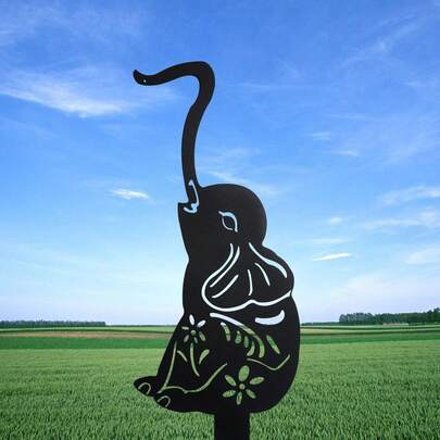 Metal Elephant Garden Stake, Outdoor Yard Lawn Farm Decor
