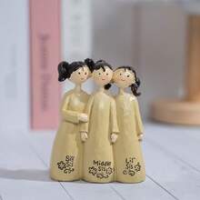 1pc Handpainted Beige Dress 3 Sisters Sculpture, Designed With 3 Embracing Figures In Small, Medium And Large Sizes, Suitable As Desktop Decor, Commemorative Piece, Gift For Sisters, Birthday, And Creating A Warm Home Atmosphere - Three Sisters - View 5