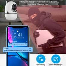 1/2个1080P高清355°旋转全景WiFi安防摄像头，室内家庭监控，具备移动和声音检测、双向语音、夜视功能，可通过手机App远程查看，USB供电，无需电池 - 适用于办公室、家庭、教室等场所的安防监控 - 白色 - 查看 6