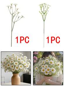 32支装高端奢华ins风洋甘菊、雏菊、满天星仿真花束,家居及摄影装饰,适用于餐桌、客厅、母亲节、情人节、生日、毕业典礼、秋季装饰、婚礼季及DIY家居装饰、节日插花 | 装饰雏菊花束 - 白色 - 查看 10