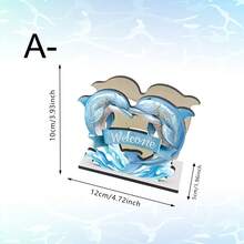 1/4pcs Summer Ocean Theme Wooden Napkin Holder, Freestanding Paper Towel Dispenser With Dolphin, Seashell, Ice Cream Pattern, Suitable For Dining Table, Bathroom, Kitchen, Desk Decor - Multicolor - View 14