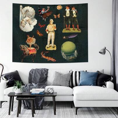 1 قطعة جدارية مطبوعة بتصميم الإنسان والإله، من البوليستر للتعليق على الحائط في غرفة المعيشة والنوم والمكتب وديكور المنزل والحفلات، جدارية مستطيلة مطبوعة للمطبخ مع ستائر، تأتي مع 3 مسامير حائط و 2 مشبك