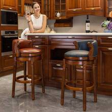 Barstools - Brown + Genuine Leather + 29.5IN - View 2