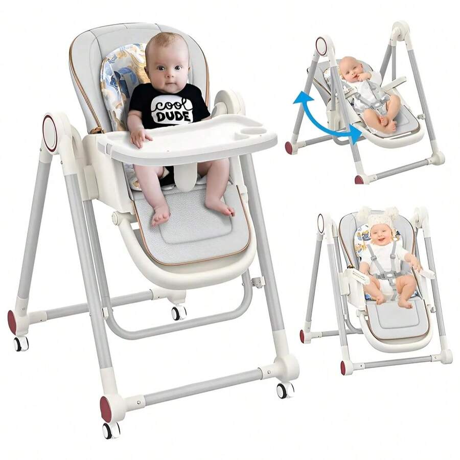 Silla Alta Para Bebé Periqueras Comer Plegable 3 En 1 Gris Bebezo Gris