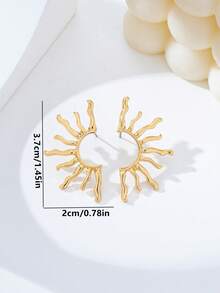 1 Đôi bông tai hình mặt trời màu vàng, gợi cảm, đa năng dành cho nữ - Vàng - Xem 5