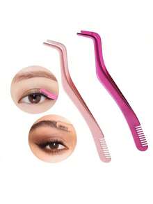 Stainless Steel Eyelash Curler With Comb, Beauty Tool Set For Eyelash Curling, Eyebrow Trimming, False Eyelash Application - Multicolor - View 8