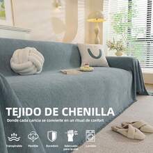 Funda de Sofá Elástica Chenille Reversible - Ultra Suave Antideslizante y Lavable Funda para Sofá de Tela Supersuave Antiarañazos Ideal Todas Las Temporadas Azul 180X180cm/70.8X70.8 in - Azul - Ver 3