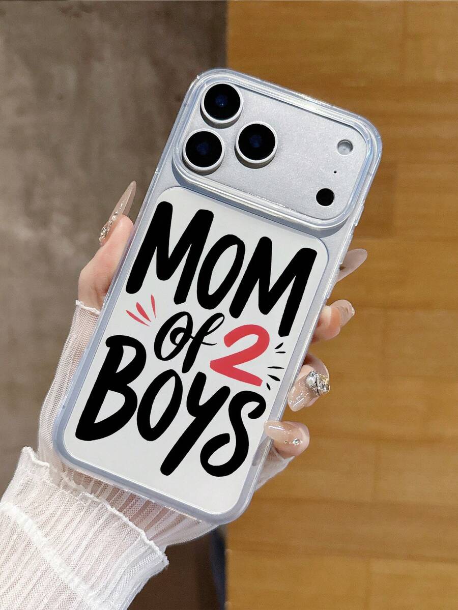 母亲节手机壳，透明手机壳，印有“两个男孩的妈妈”字样，理想的母亲节礼物，透明防震保护壳，兼容全系列，适合日常使用/送礼 - 無色 - 查看 1