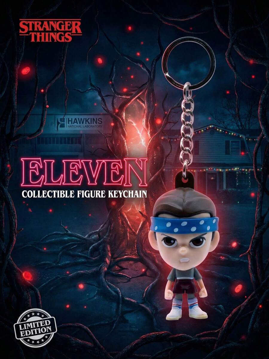 1个Netflix官方授权《怪奇物语》3D立体人偶钥匙扣,动漫风格桌面摆件,粉丝情人节礼物 - 多色1 - 查看 1