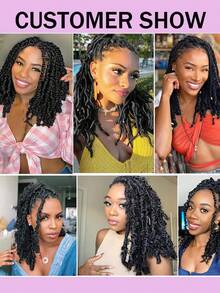Curly Wave Loc Extensions Human Hair 10 Strands/Package Human Hair Dreadlock Extensions For Men And Women Handmade Permanent Dread Extensions Human Hair Curled Twisted Natural Black - Natural Black - View 7
