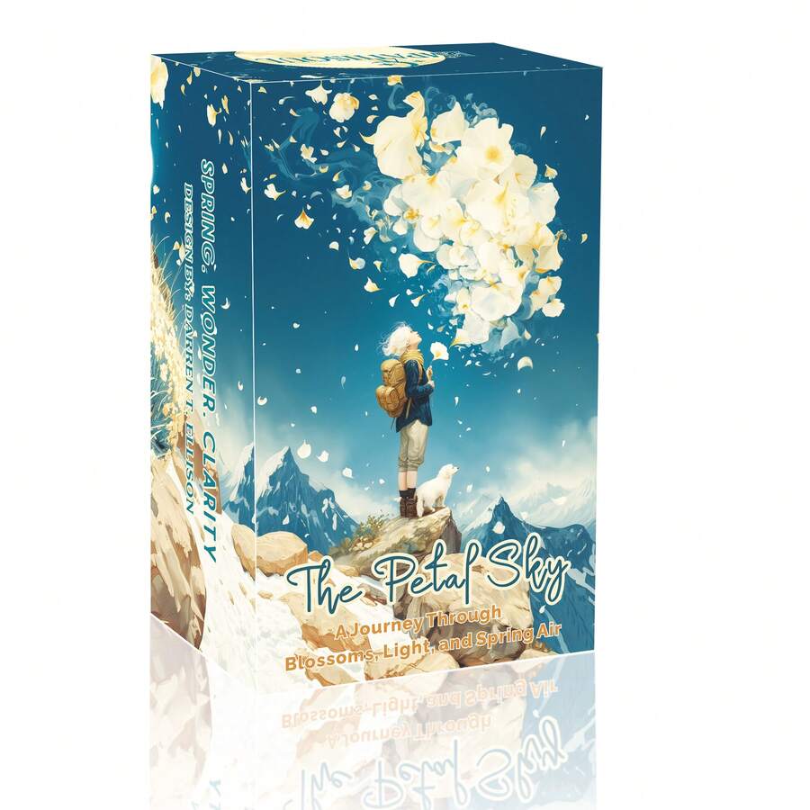 原创塔罗牌套装，花瓣天空，78张塔罗牌，附带指南手册，花瓣主题设计，卡牌游戏，占卜工具 - 彩色 - 查看 1