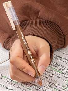 6 Pieces (1 Box) Maillard Gel Pen Set Coffee 0.5mm Ball Point Pen Black Quick Drying Ink, Suitable For Writing Office School - Default - View 6