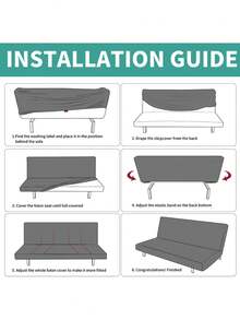 Vỏ bọc ghế sofa giường không tay vịn, in họa tiết, chất liệu polyester co giãn toàn diện, dệt kim từ lụa sữa, phù hợp cho mọi mùa. - Hồng - Xem 2