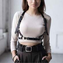 1pc Women's Gothic Style Inverted Triangle Leather Suspender, Suitable For Carnival Party Outfit Matching - Black - View 3