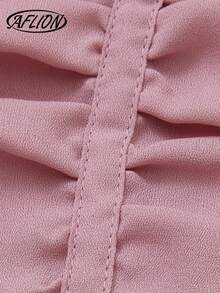Aflion Women's Elegant Casual Y2K Style Pink Ruffle Pleated Camisole Cropped Top, Suitable For Summer Party, Beach, Vacation - Pink - View 4