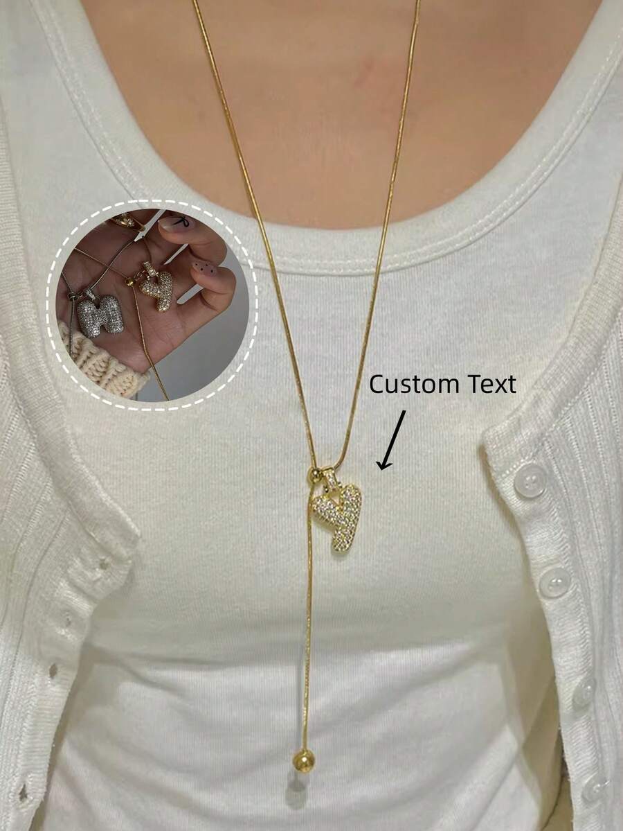 1 chiếc vòng cổ mặt dây chuyền chữ cái đơn giản, đính đá Cubic Zirconia 3D sang trọng, khắc tên theo yêu cầu, mặt dây chuyền chữ cái đầu MAMA cá nhân hóa, món quà thời trang dành cho mẹ, bạn gái, vợ, con gái, nhân dịp kỷ niệm, Ngày Valentine, Ngày của Mẹ, sinh nhật, tốt nghiệp, trang phục thường ngày, đám cưới, tiệc tùng. - Vàng - Xem 1