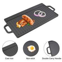 Non Stick Cast Iron Griddle Pan Skillet Cooking Plate - Black - View 6
