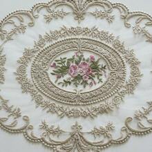 1入組法式玫瑰刺繡橢圓形杯墊 - 駝色 - 查看 5