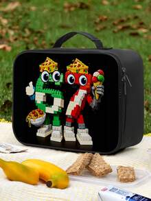 Six Seven Robot Print Square Lunch Bag, Children's Mechanical Pattern Outdoor Picnic Lunch Box, School Lunch Box, Easy To Clean And Carry - Single-sided A-type Horizontal Plate Lunch Bag - View 2