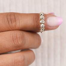 女士优雅18K镀金简约立方氧化锆心形戒指 - 金色 - 查看 4