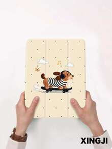 1pc Cute Cartoon Skateboard Puppy Pattern Tablet Protective Case, Compatible With IPad 10.2 Inch 10th/ (A16) 11 Inch 11th 2025, Pro 11 2021/2020, Galaxy Tab A8 10.5 Inch 2022, Matepad 10.4/Tab, With Pencil Slot, Anti-Drop, Tablet Stand Protective Cover, Support Auto Sleep/Wake - Multicolor - View 4