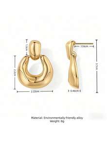 1 Pair Asymmetrical Round Dangle Earrings In Gold Color - Fashion Accessories For Women - Gold - View 3