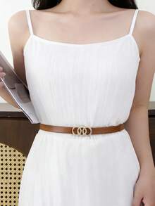 3pcs/Set Women's Gold Fashionable Buckle Waist Belt, Versatile Romantic Casual Skinny Belt, Suitable For All Seasons - Multicolor 3 Circles - View 3