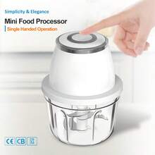 350ML Electric Garlic Chopper, 3 Blades Garlic Grinder Mini Vegetable Chopper, USB Portable Veggie Chopper, Onion Mincer, Food Processor For Ginger, Chili, Fruit, Meat - White - View 2