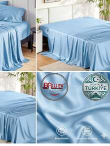 Hotel Quality Luxury Flat Sheet – Wrinkle-Free Solid Blue Bedding - Baby Blue - View 19