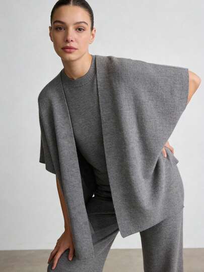 Luxury Knit Cape Shawl | Versatile Open-Front Poncho For Effortless Style