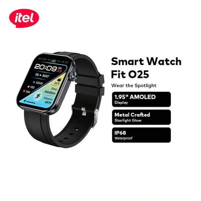 itel ISW-O25 Smart Watch, 1.952" AMOLED Display, Triple-Fold Metal Bezel, Stainless Steel Crown, IP68 Waterproof, 300mAh Long-Lasting Battery