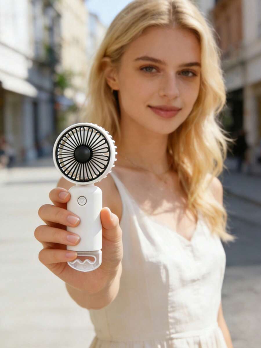 AOYI 1pc Rechargeable 3-Speed Handheld Fan, Portable Cute Mini Fan With USB Charging Cable And Base For Outdoor Use,Outdoor,Garden,Travel Essentials,Portable Essentials,Beach Essentials,Graduation Season,Commencement,Graduation Ceremony,Graduation Gift,Graduation Present,Graduation Gift,Graduation Present,Congrats Grad,Congratulations Graduate,Valedictorian,Finish School,Graduation Party,Outdoor Essentials,Travel Portable,Hiking Essentials,Camping Essentials,Portable Tools,Summer Essentails,Summer Portable - Multicolor - View 1