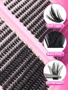 384/644 PCS DIY Lash Extension Kit, Mixed Length 10-18mm Spikes Cluster Lashes, Reusable C Curl Individual Lashes, Manga Faux Mink Volume False Eyelashes With Lash Glue Set - Pink - View 10