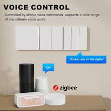 符合欧盟标准的 ZigBee 智能灯开关 – 可选 1/2/3/4 位联，兼容 Alexa/Smart Life/Tuya，支持 APP 远程和语音控制，带定时器和倒计时功能，无需零线，采用阻燃 PC 面板，功率 600W，LED 背光，需搭配网关使用。 - 彩色 - 查看 9