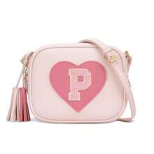 心形26字母斜挎包，可爱方形手提包，配有可调节肩带，可装手机、硬币、现金、卡片 - 彩色 - 查看 7