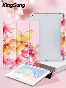 Kingsung Étui de protection pour tablette avec motif floral, compatible avec iPad 9.7/10.2/10.5/10.9/12.9 pouces/Pro 11 pouces, 10e génération, Galaxy Tab S6 Lite 10.4 pouces, Kindle Paperwhite 12e génération 2024, Kindle 11e génération 2022, Clara Color. Protection antichoc douce, support pour support intelligent/réveil/veille automatique - Multicolore - Voir 4