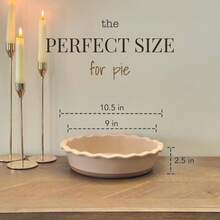 MORA Ceramic Pie Pan For Baking - 9 Inch - Deep And Fluted Pie Dish For Old Fashion Apple Pie, Quiche, Pot Pies, Tart, Etc - Modern Farmhouse Style Porcelain Ceramic Pie Plate - Chai - MàuA - Xem 1